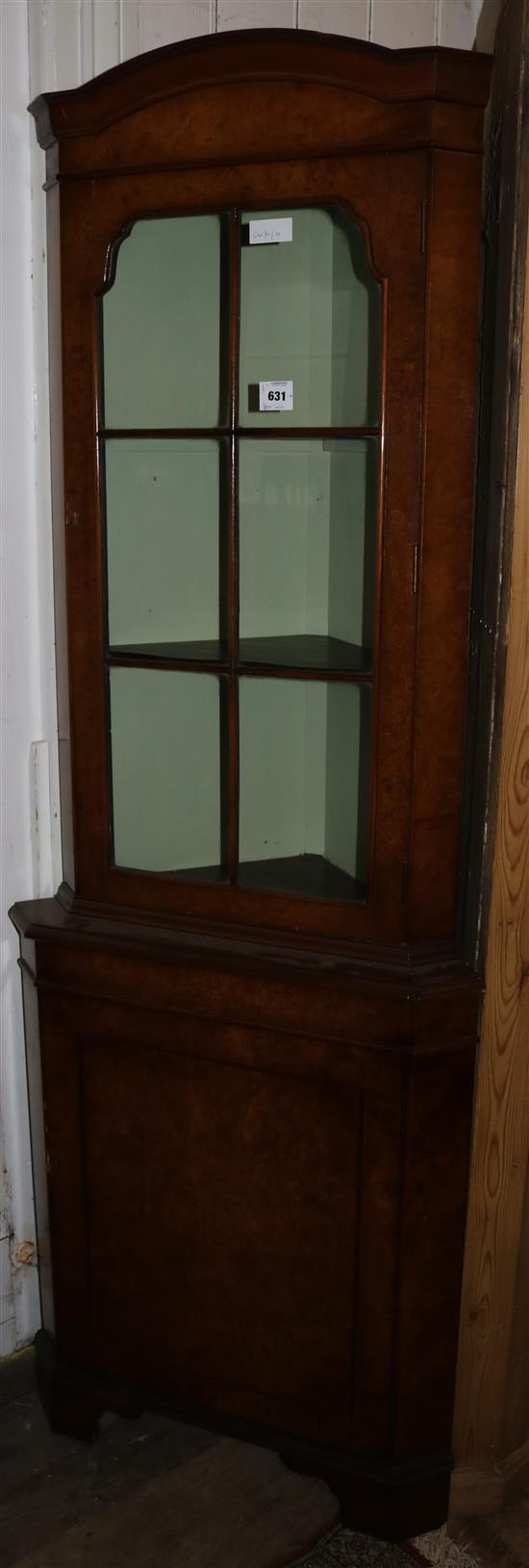 Walnut standing corner cupboard